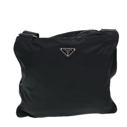 Prada Flat Messenger Bag Tessuto, BLACK, NYLON, Shoulder bag