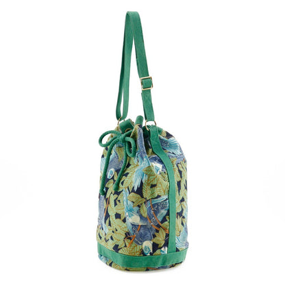 Hermes Vintage Drawstring Bucket Shoulder Bag Printed Canvas, MULTICOLOUR, COTTON, Shoulder bag
