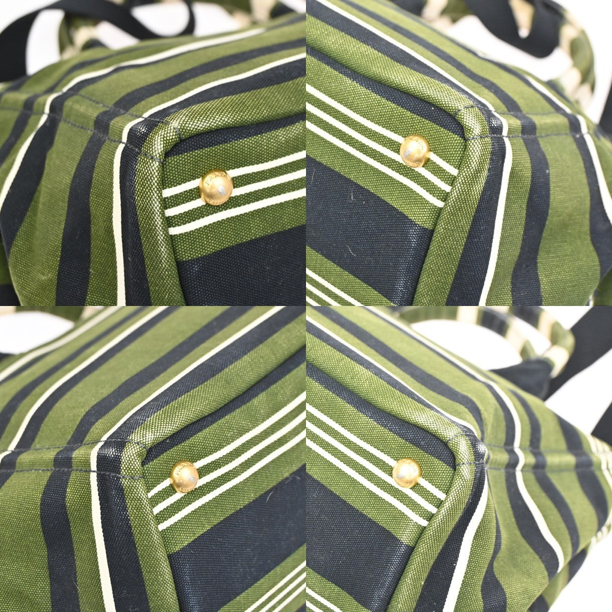 Prada Canapa Open Tote Canvas, GREEN, CANVAS, Handbag