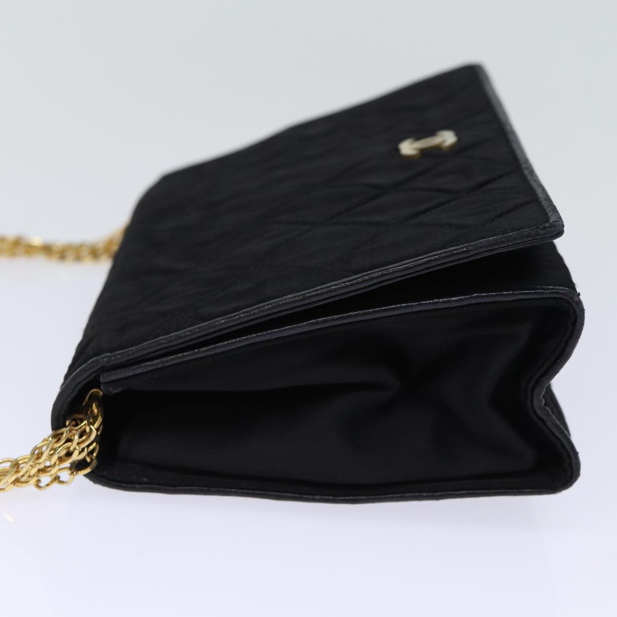 Chanel Vintage Full Flap Shoulder Bag Quilted Satin, BLACK, SATIN, Shoulder bag