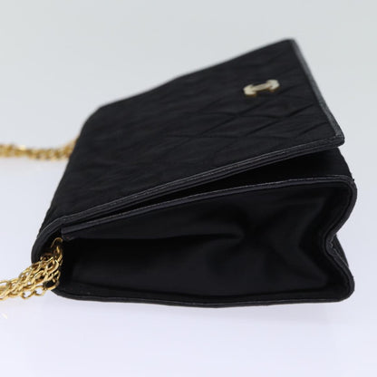 Chanel Vintage Full Flap Shoulder Bag Quilted Satin, BLACK, SATIN, Shoulder bag