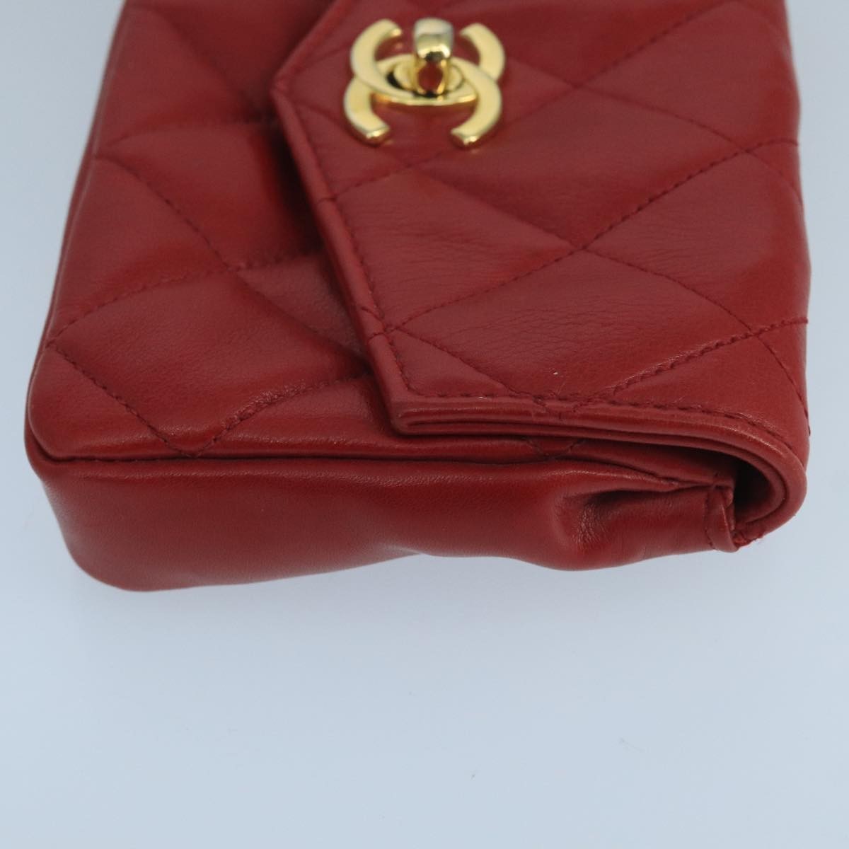 Chanel Chain Envelope Belt Bag Quilted Calfskin, RED, LEATHER, Clutche & pouche