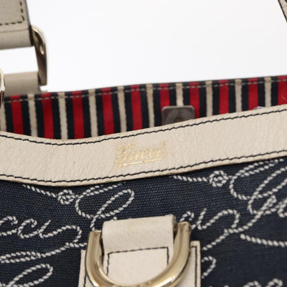 Gucci Abbey Tote GG Canvas with Leather, NAVY, CANVAS, Tote bag