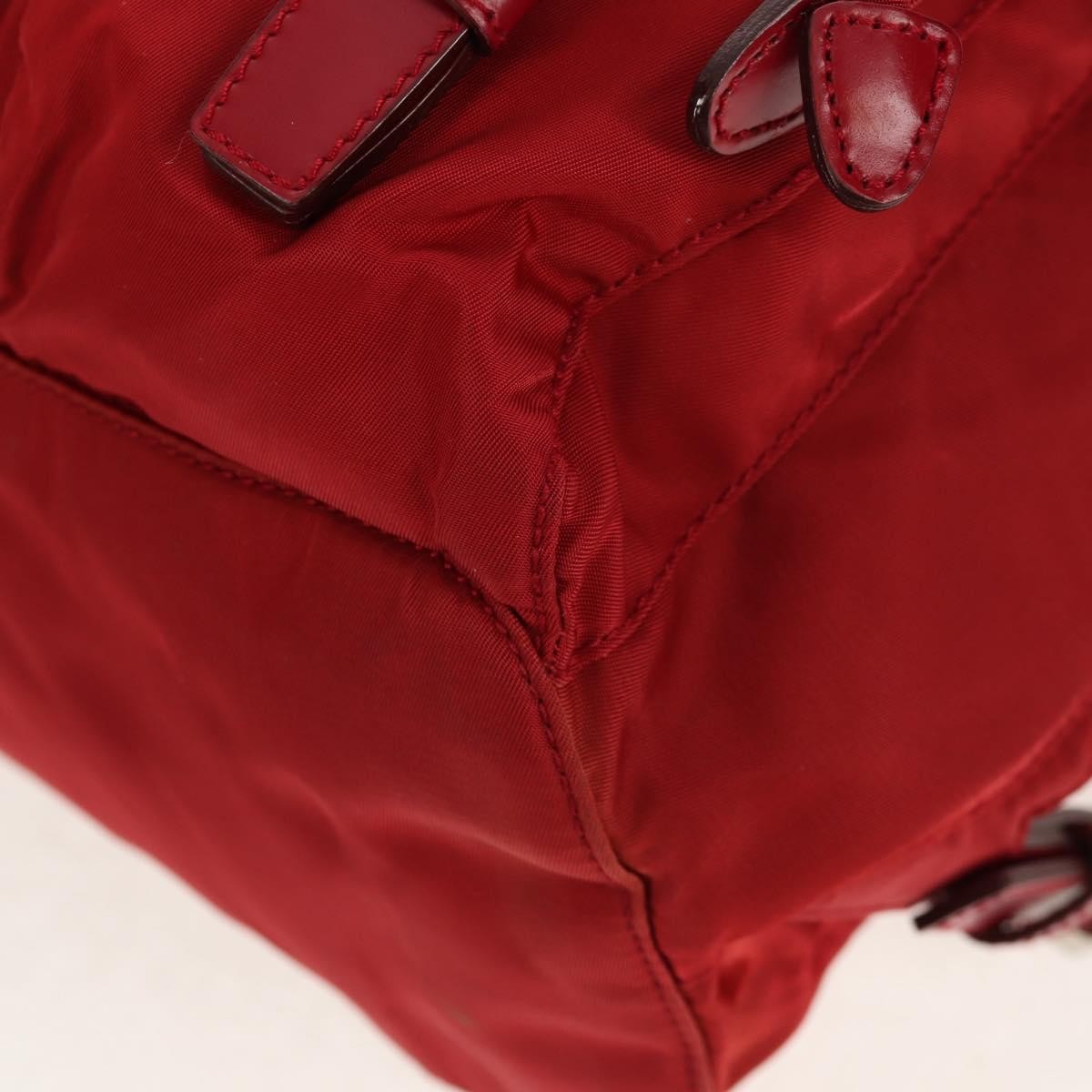 Prada Vela Double Front Pocket Backpack Tessuto with Saffiano Leather, RED, NYLON, Backpack