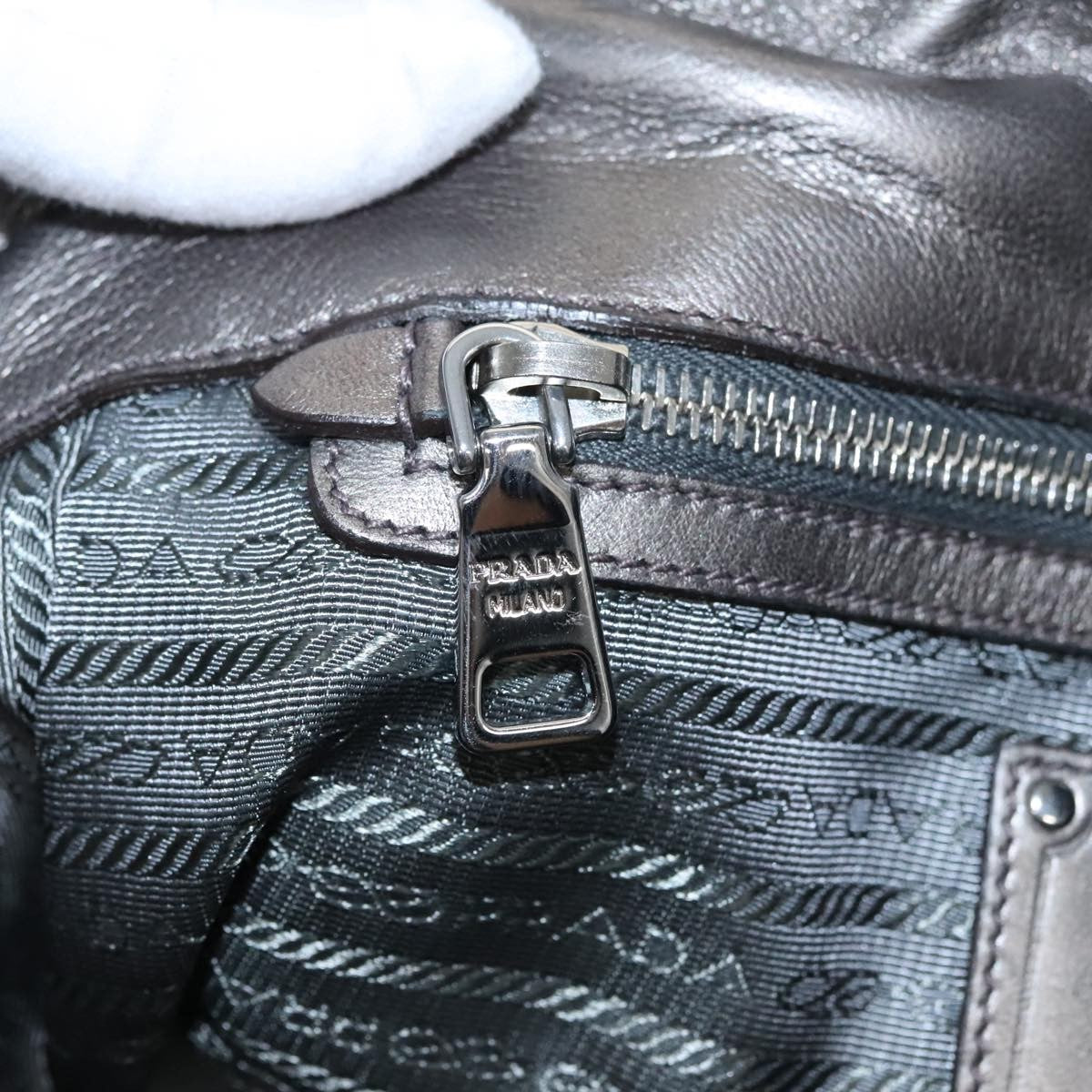 Prada Waves Chain Tote Leather and Tessuto, SILVER, LEATHER, Tote bag