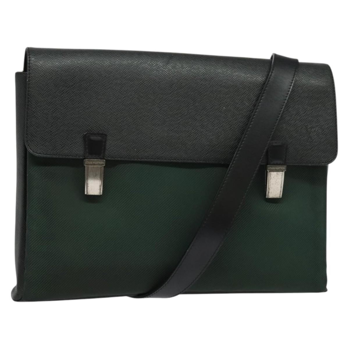 Louis Vuitton Saratov Messenger Bag Taiga Leather and Canvas, GRAY, LEATHER, Crossbody bag