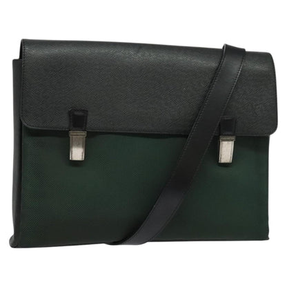 Louis Vuitton Saratov Messenger Bag Taiga Leather and Canvas, GRAY, LEATHER, Crossbody bag