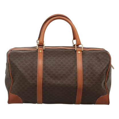 Celine Vintage Duffle Bag Macadam Coated Canvas, BROWN, CANVAS, Travel bag