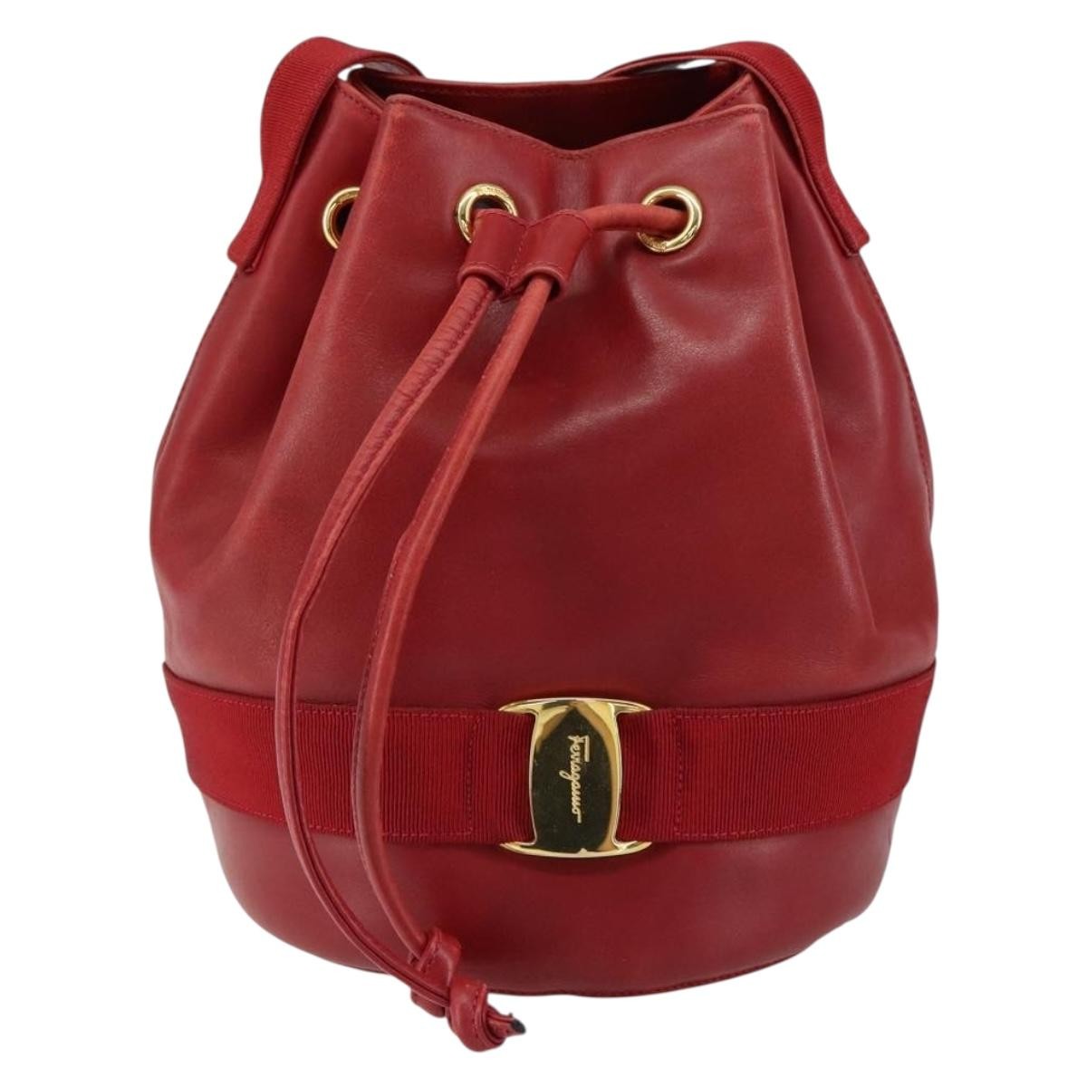 Salvatore Ferragamo Vala Shoulder Bag Leather, RED, LEATHER, Shoulder bag