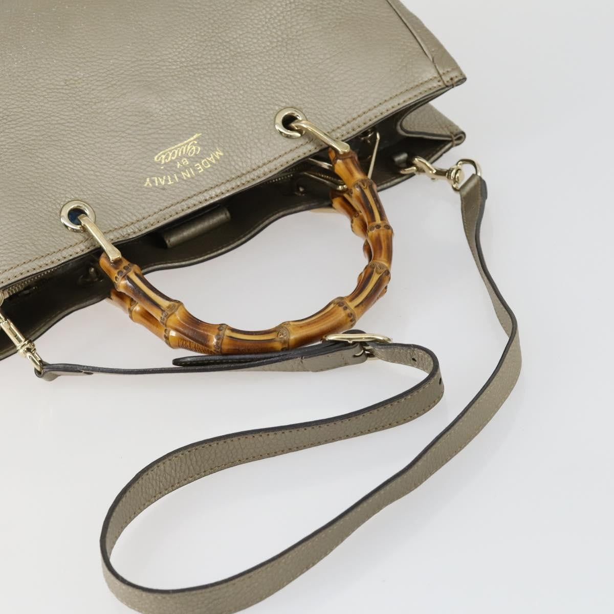 Gucci Bamboo Shopper Tote Leather, BEIGE, LEATHER, Tote bag