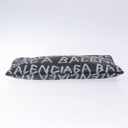 Balenciaga Graffiti Pouch Leather, BLACK, LEATHER, Clutche & pouche