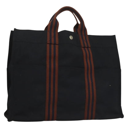 Hermes Fourre Tout Tote Canvas, NAVY, CANVAS, Tote bag