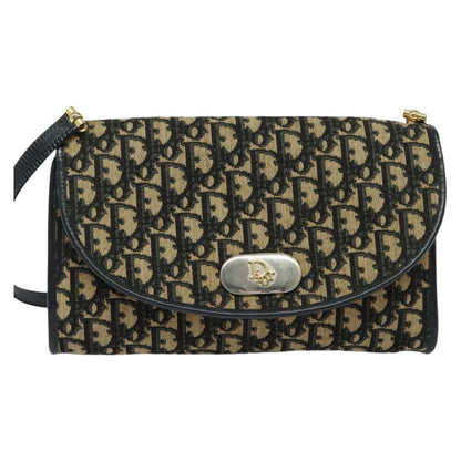 Christian Dior Vintage Trotter Flap Shoulder Bag Diorissimo Canvas, NAVY, CANVAS, Shoulder bag