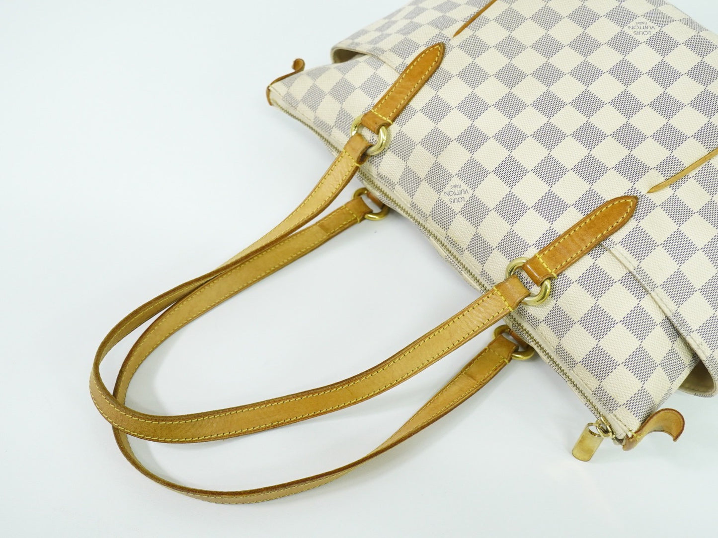 Louis Vuitton Totally Handbag Damier azur, WHITE, CANVAS, Tote bag