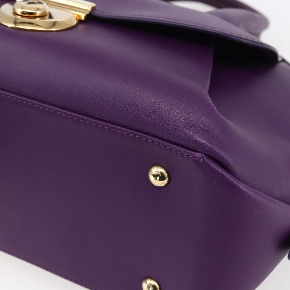 Salvatore Ferragamo Vintage Fiamma Satchel Leather, PURPLE, LEATHER, Handbag