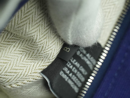 Hermes Bride à Brac Wool, NAVY, CANVAS, Handbag