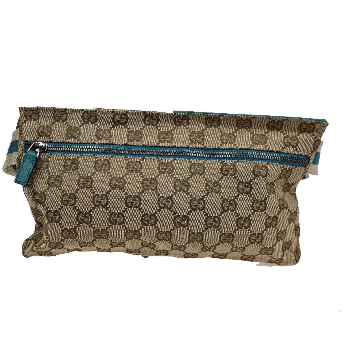 Gucci Vintage Double Belt Bag GG Canvas with Leather, BEIGE, CANVAS, Shoulder bag