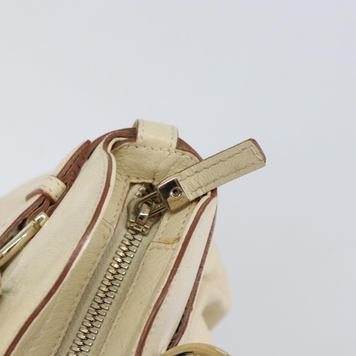 Salvatore Ferragamo Gancini handbag Leather, WHITE, LEATHER, Handbag