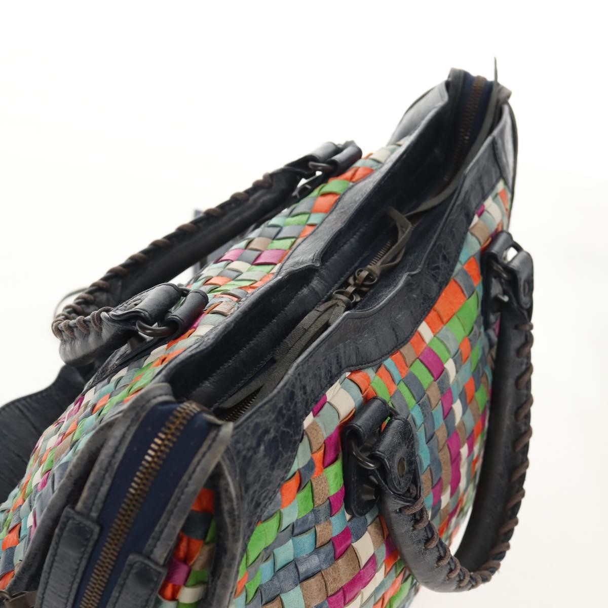 Balenciaga City Classic Studs Bag Woven Crocodile Embossed Leather, MULTICOLOUR, LEATHER, Handbag