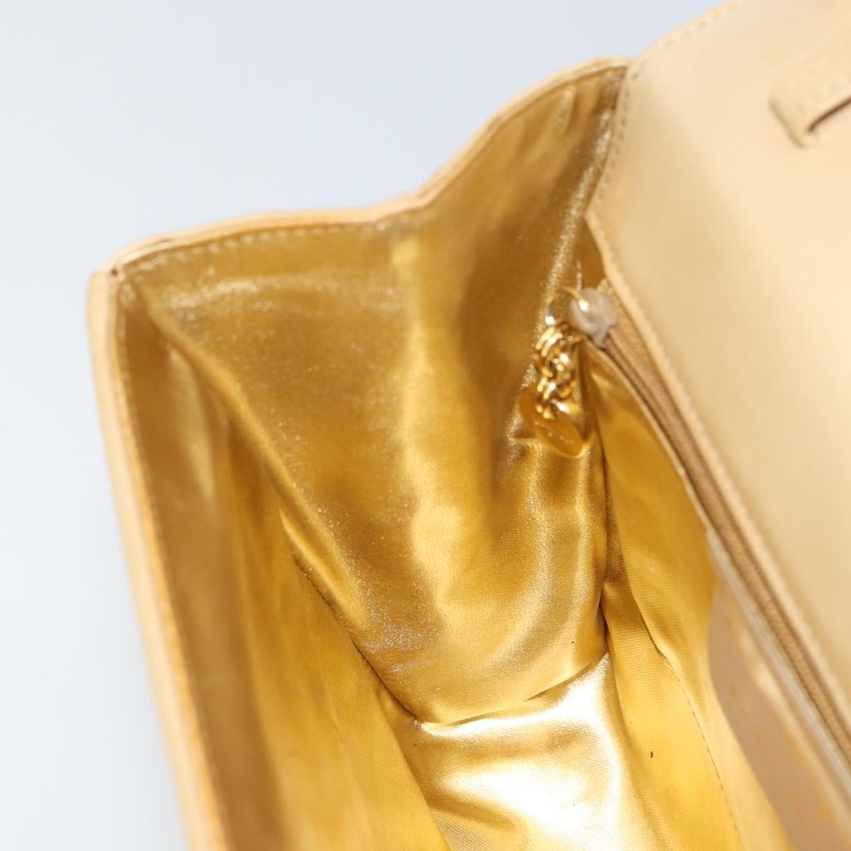 Salvatore Ferragamo Vintage Chain Handbag Leather, BEIGE, LEATHER, Handbag