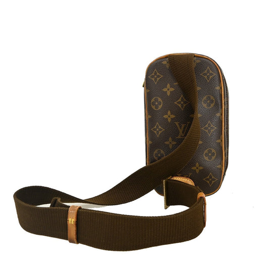 Louis Vuitton Pochette Gange Monogram Canvas, BROWN, CANVAS, Clutche & pouche