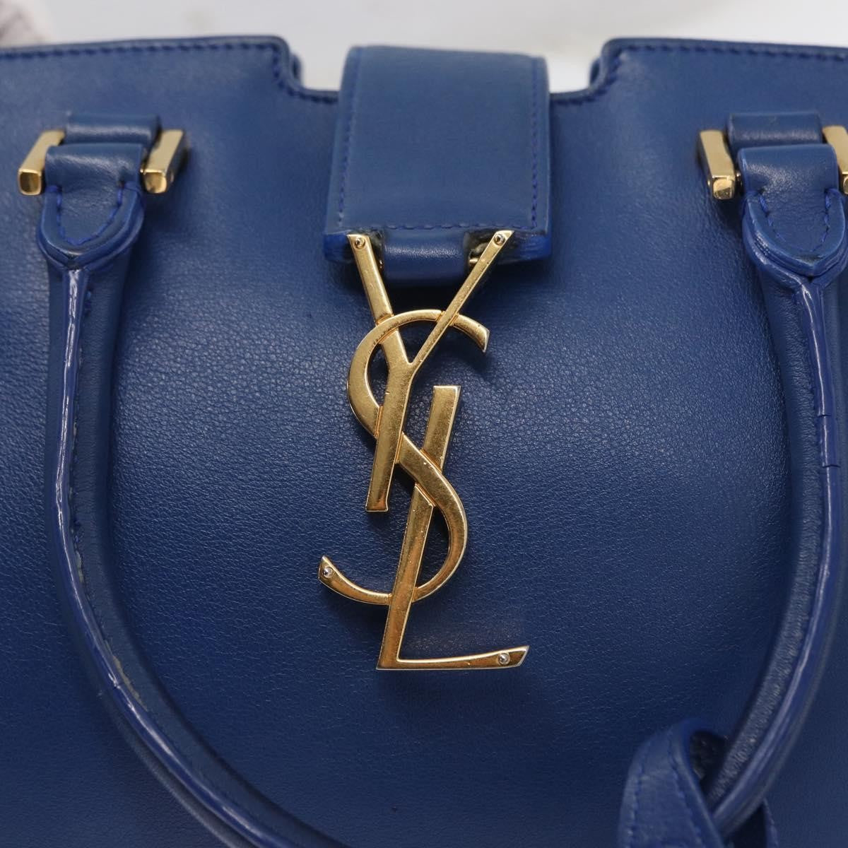 Saint Laurent Monogram Cabas Leather, BLUE, LEATHER, Handbag