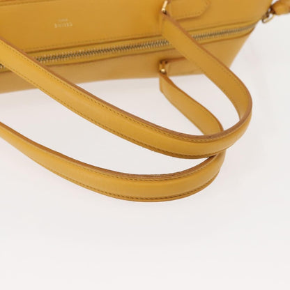 Celine Ring Bag Leather, YELLOW, LEATHER, Tote bag