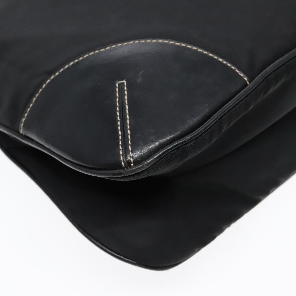 Prada Zip Messenger Bag Tessuto with Leather, BLACK, NYLON, Shoulder bag