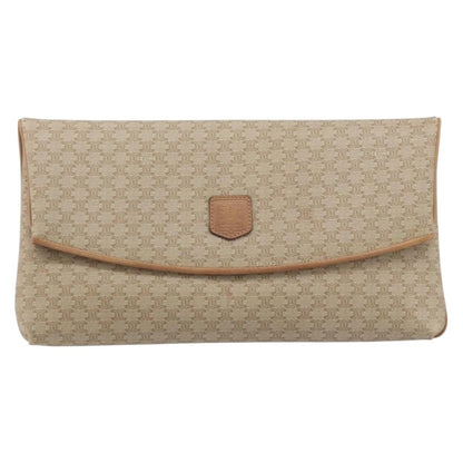 Celine C Macadam Pouch Canvas, Beige, PVC, Clutch