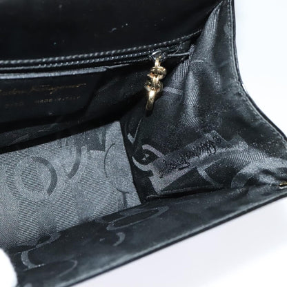 Salvatore Ferragamo Gancini Shoulder Bag Patent Leather, BLACK, PATENT_LEATHER, Shoulder bag