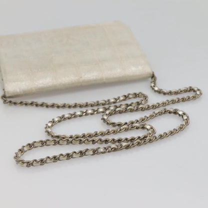 Chanel Travel Line Wallet on Chain Quilted Nylon, Silver, Nylon, Wallet