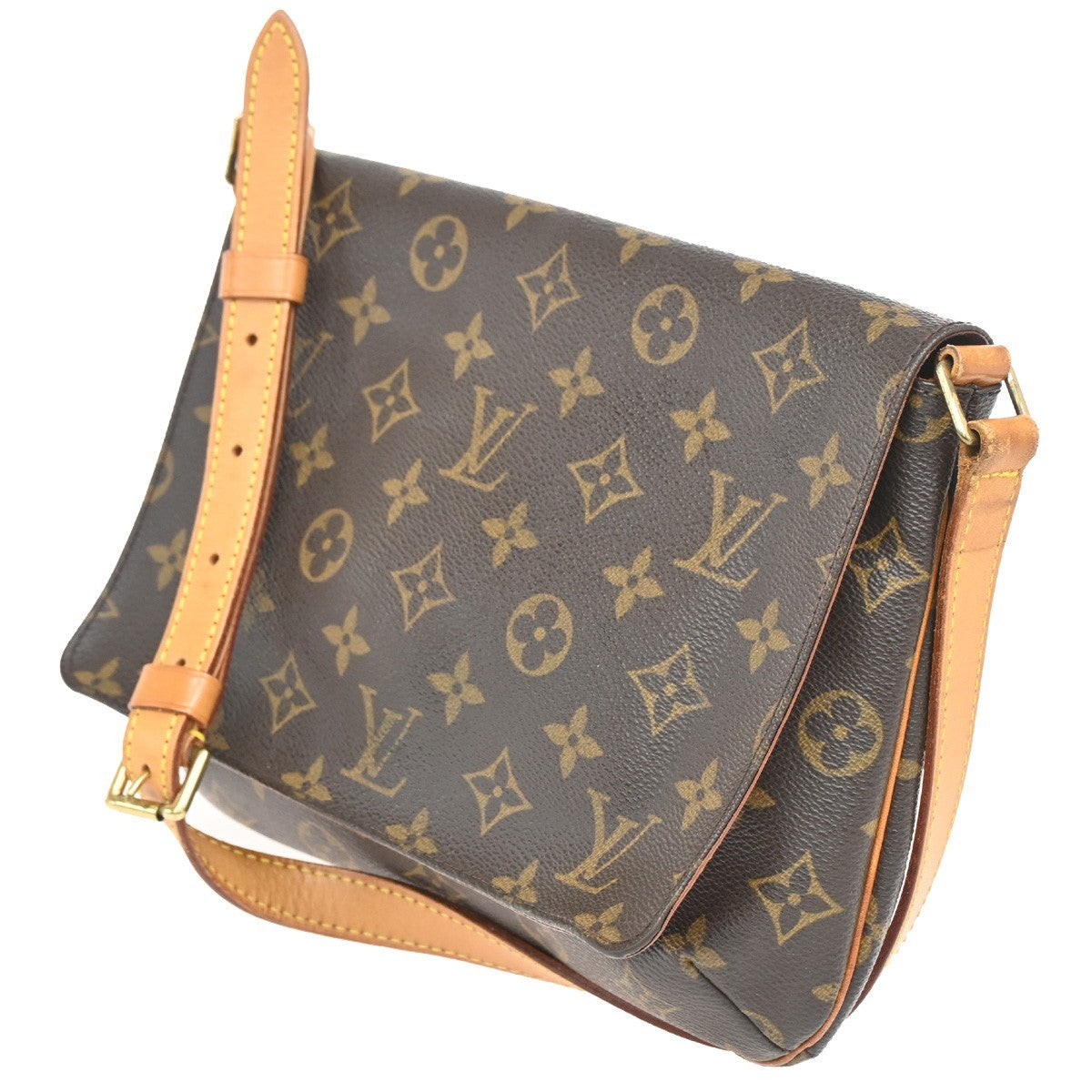Louis Vuitton Musette Tango Handbag Monogram Canvas, BROWN, CANVAS, Shoulder bag