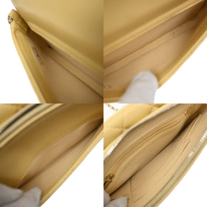 Chanel Classic Sunglasses Case with Chain Quilted Caviar, BEIGE, LEATHER, Clutche & pouche