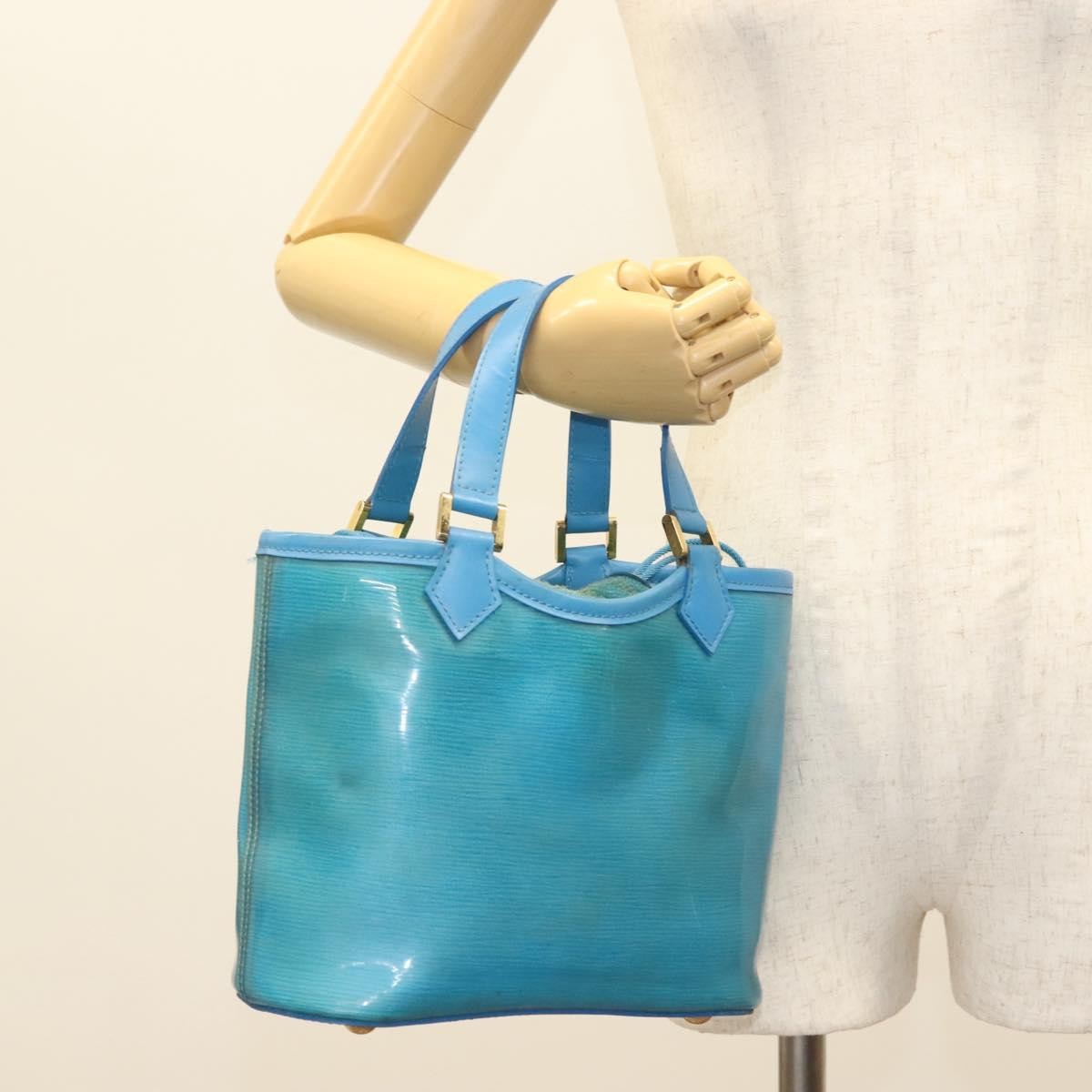 Louis Vuitton Plage Lagoon Bay Handbag Vinyl Epi Leather, BLUE, LEATHER, Handbag