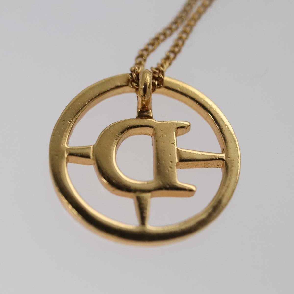 Christian Dior D logo Pendant Necklace Metal, GOLD, METAL, Necklace