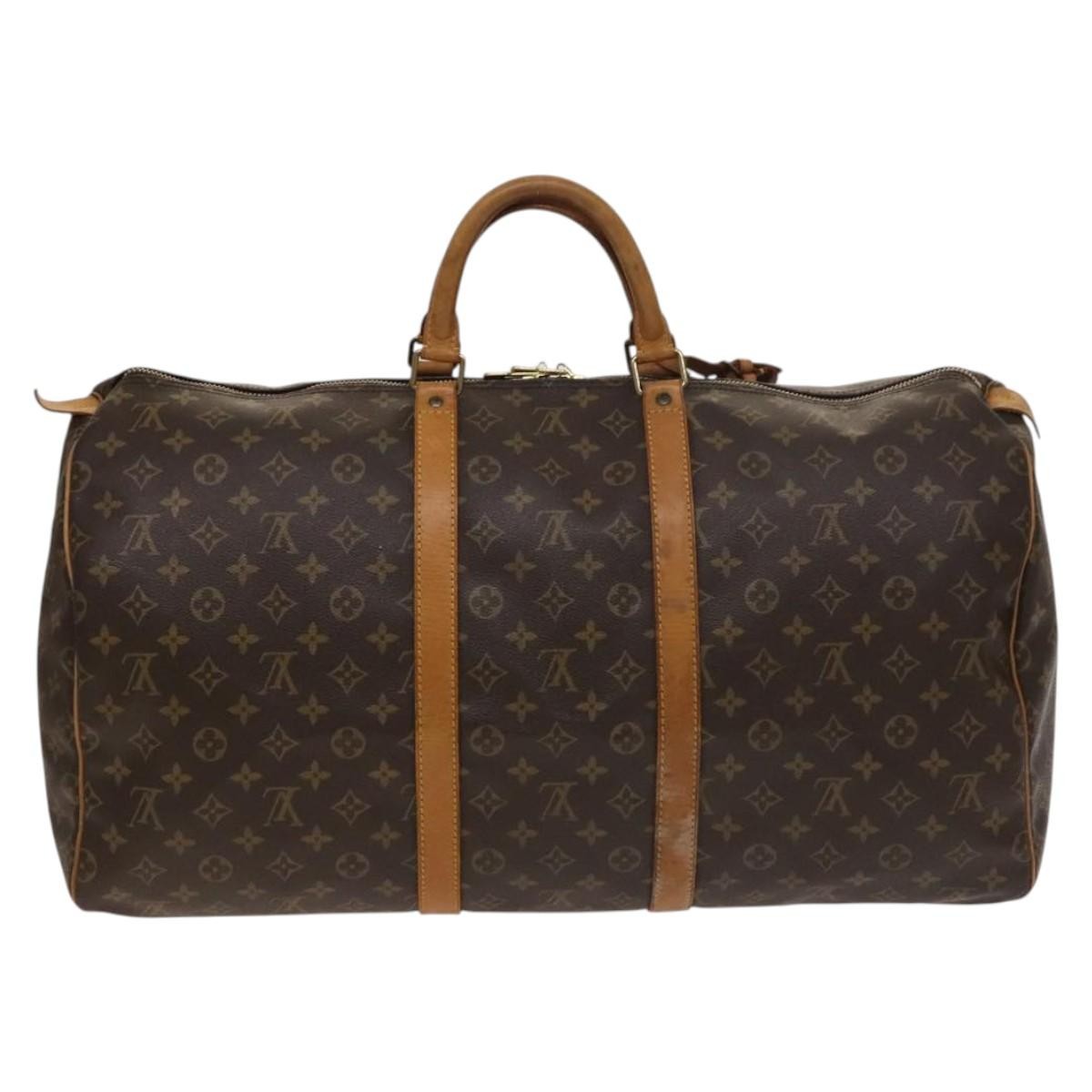 Louis Vuitton Keepall Bag Monogram Canvas, BROWN, CANVAS, Travel bag