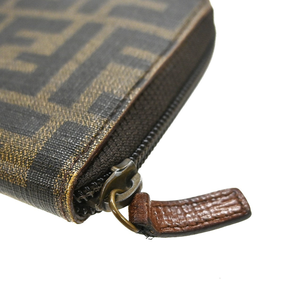Fendi Zip Around Organizer Wallet Zucca Coated Canvas, BROWN, CANVAS, Wallets