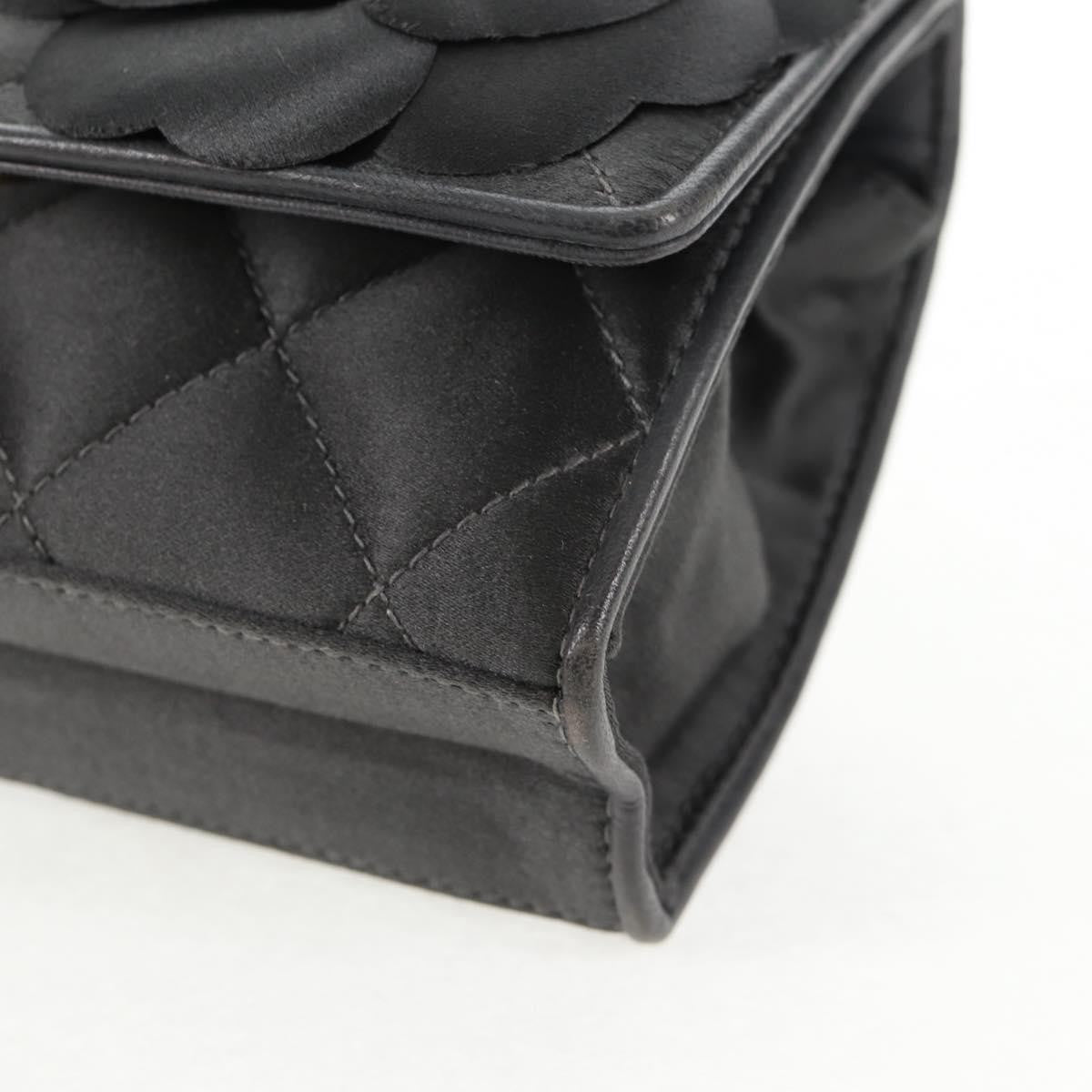 Chanel Vintage Camellia Flap Bag Satin, GRAY, SATIN, Clutche & pouche