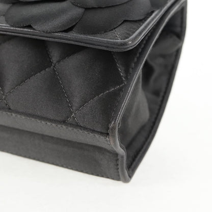 Chanel Vintage Camellia Flap Bag Satin, GRAY, SATIN, Clutche & pouche