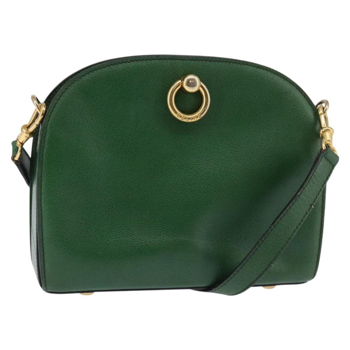 Celine Shoulder Bag Leather, GREEN, LEATHER, Shoulder bag