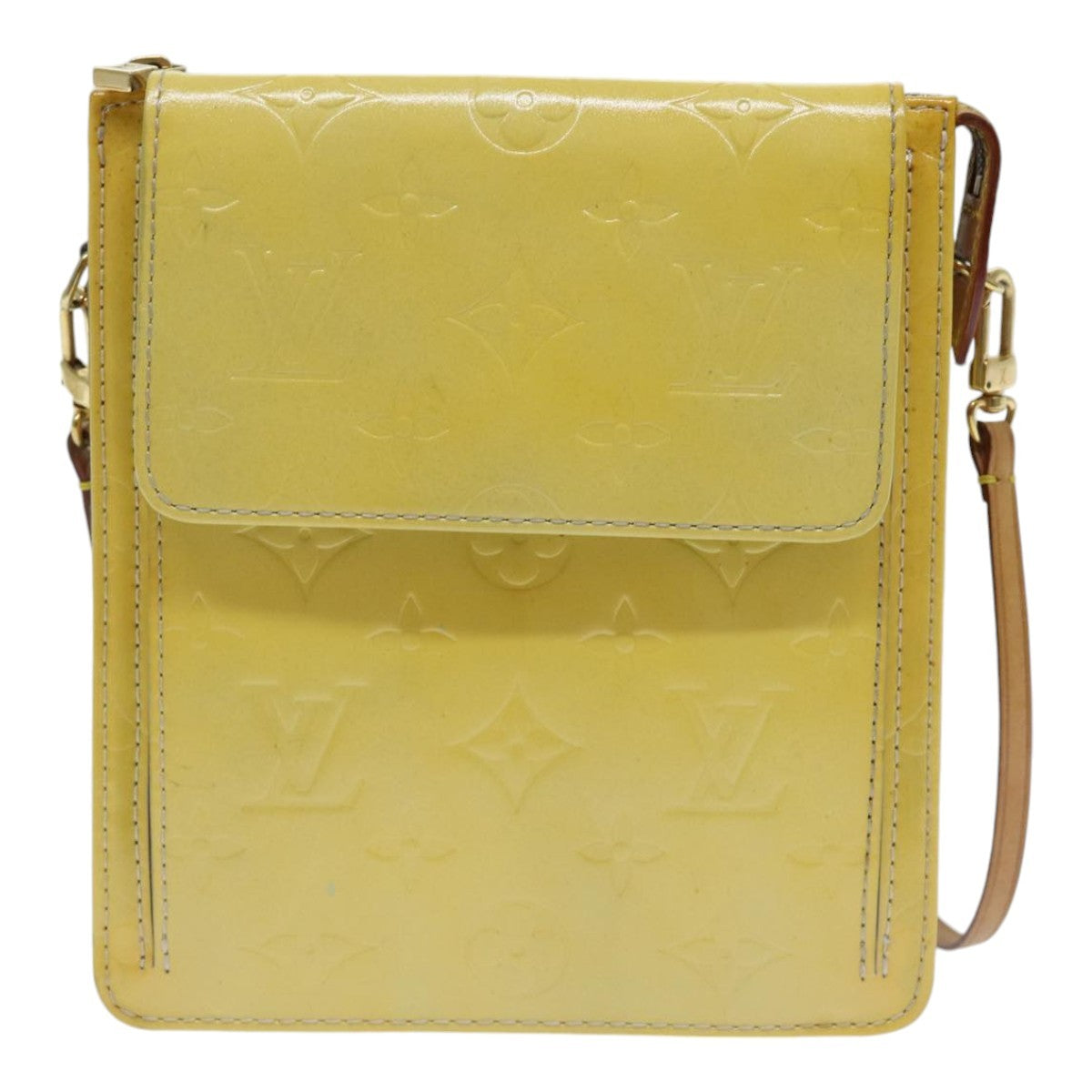 Louis Vuitton Mott Handbag Monogram Vernis, YELLOW, PATENT_LEATHER, Handbag