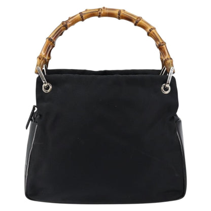 Gucci Vintage Bamboo Handle Bag Leather, BLACK, LEATHER, Handbag