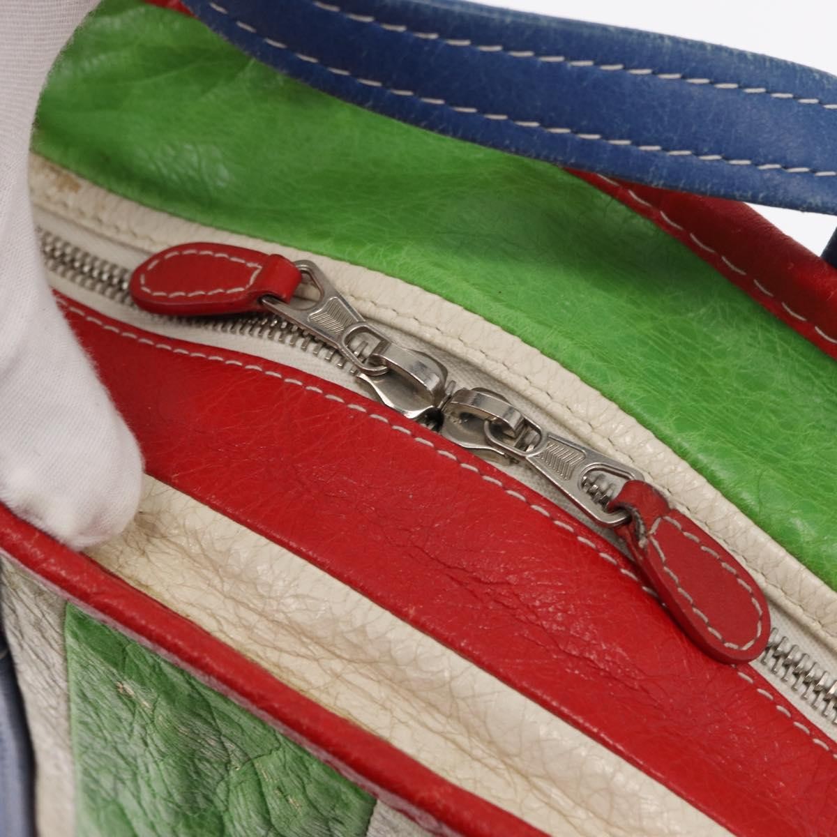 Balenciaga Bazar Convertible Tote Striped Leather, MULTICOLOUR, LEATHER, Tote bag