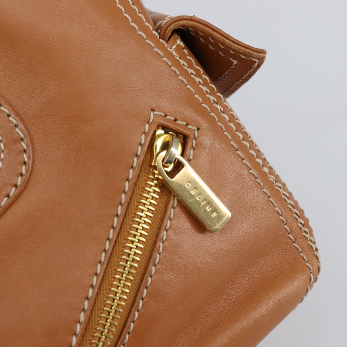 Celine Boogie Satchel Leather, BEIGE, LEATHER, Handbag