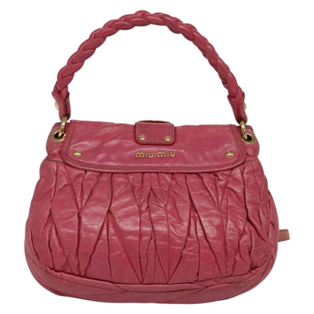 Miu Miu Coffer Convertible Hobo Matelasse Leather, PINK, LEATHER, Handbag
