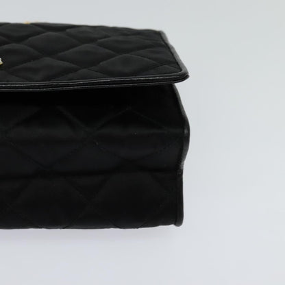 Chanel Chain Shoulder Bag Silk, BLACK, SATIN, Shoulder bag