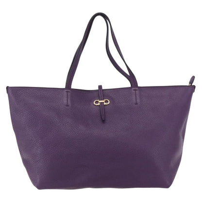 Salvatore Ferragamo Gancini Tote Leather, PURPLE, LEATHER, Tote bag