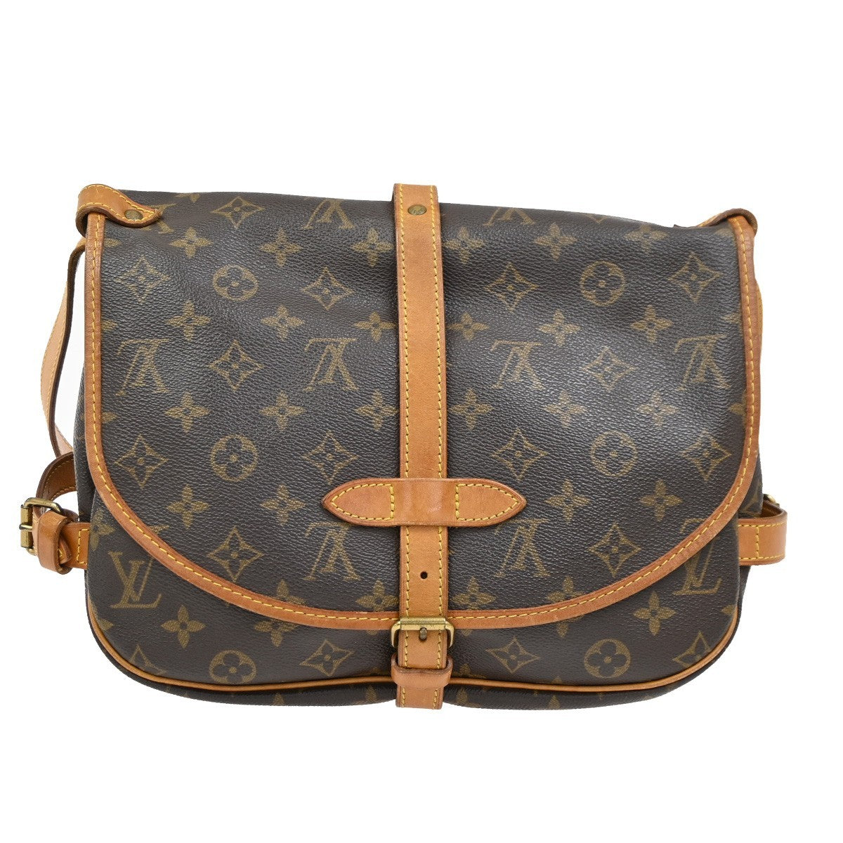 Louis Vuitton Saumur Handbag Monogram Canvas, BROWN, CANVAS, Shoulder bag