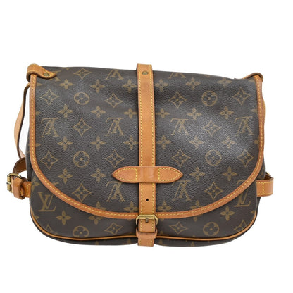 Louis Vuitton Saumur Handbag Monogram Canvas, BROWN, CANVAS, Shoulder bag
