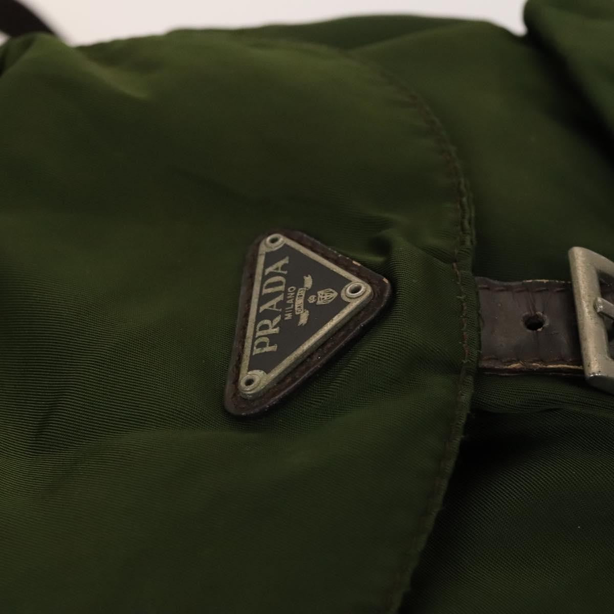 Prada Vela Double Front Pocket Backpack Tessuto with Saffiano Leather, KHAKI, NYLON, Backpack